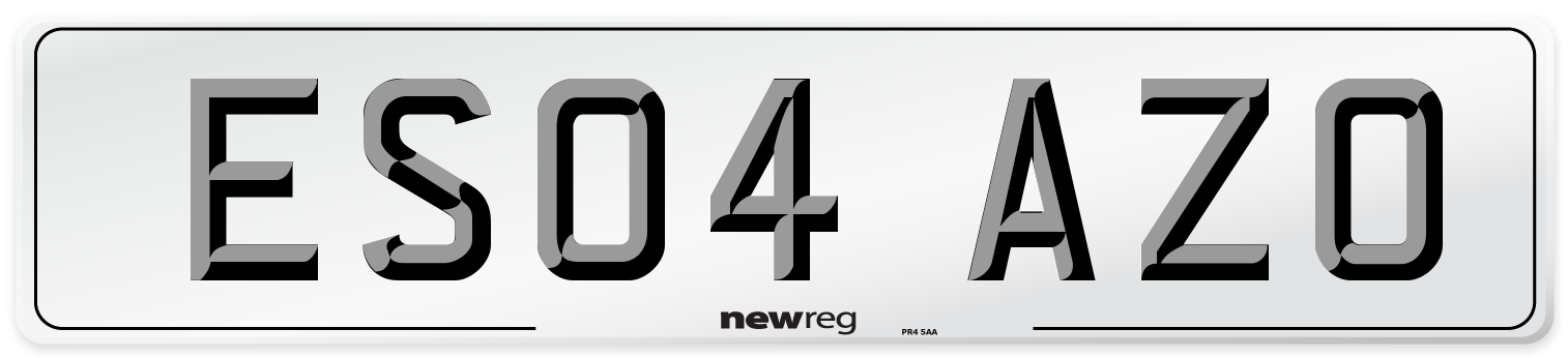ES04 AZO Number Plate from New Reg